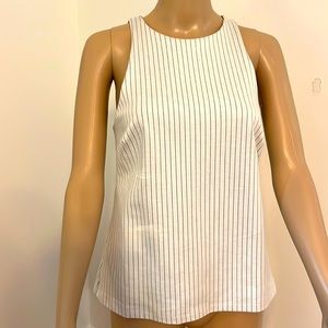 Banana Republic Sleeveless Ivory/light gray with thin black stripes